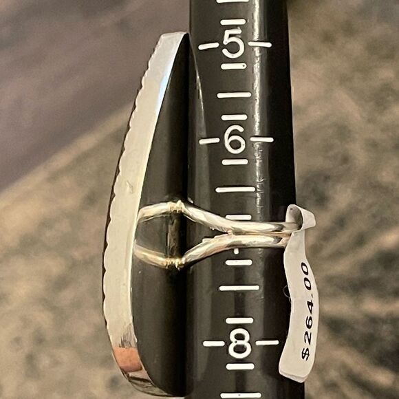 MONTANA Agate Large Teardrop Sterling Silver Ring - Picture 9 of 10